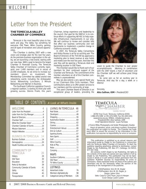 Letter from the President - Temecula Valley Chamber of Commerce