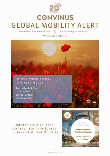 CONVINUS Global Mobility Alert Week 16.2022