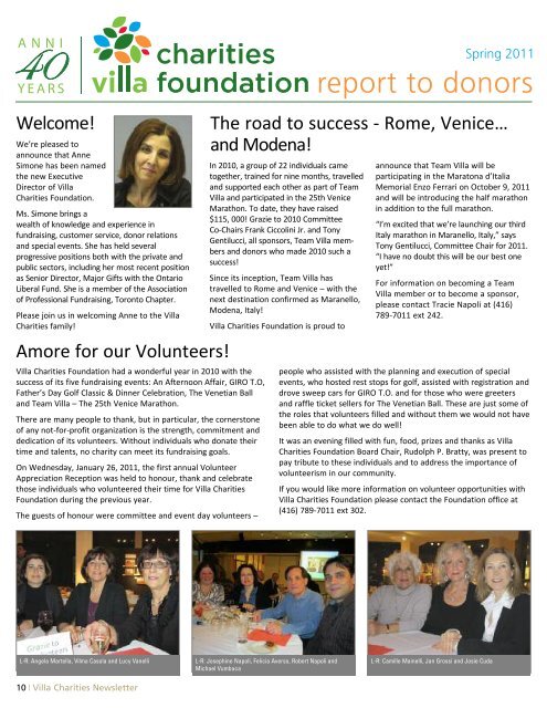 Welcome! The road to success - Rome, Venice ... - Villa Charities
