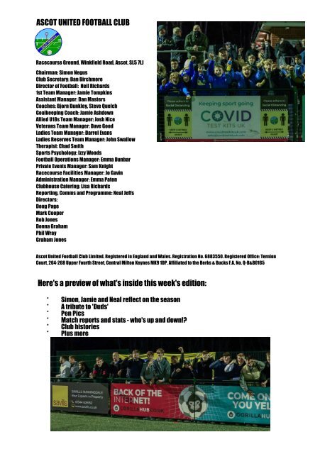 Ascot United v Egham Town 230422