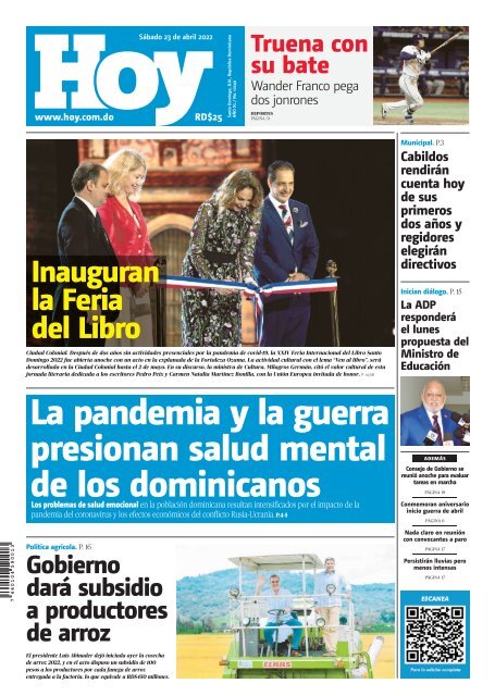 Edición impresa, sábado 23 de abril de 2022