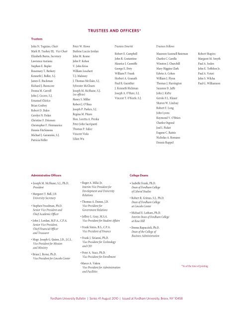 2010–2012 UNDERGRADUATE BULLETIN - Fordham University