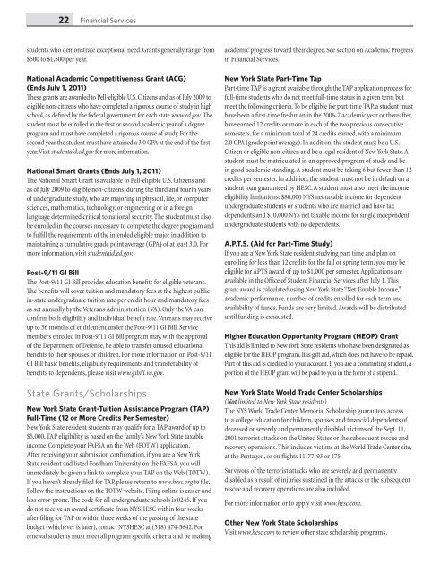 2010–2012 UNDERGRADUATE BULLETIN - Fordham University