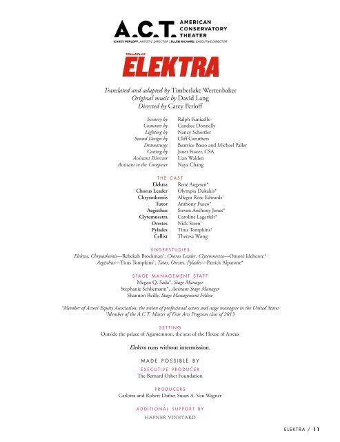 Elektra - American Conservatory Theater