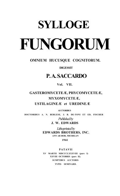 sylloge fungorum - Acervo Digital de Obras Especiais