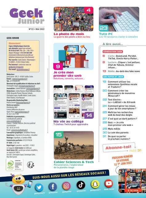 Geek Junior N°23 - mai 2022 - extrait