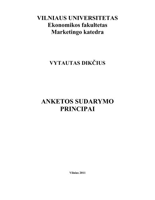 anketos sudarymo principai - Ekonomikos Fakultetas - Vilniaus ...
