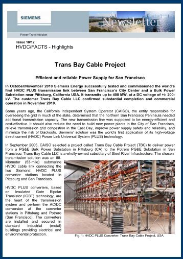 Trans Bay Cable Project - Siemens