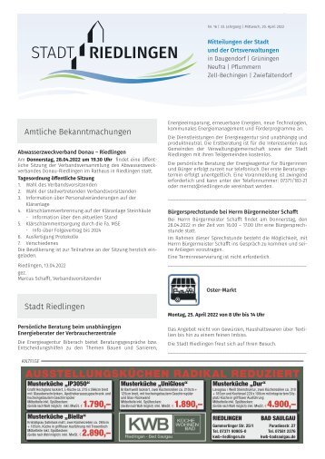 Amtliches Mitteilungsblatt Riedlingen 20.04.2022