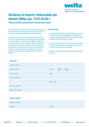 Richiesta di importo rimborsabile più elevato EMAp