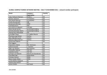 GLOBAL COMPACT NORDIC NETWORK MEETING – OSLO 7-8 ...