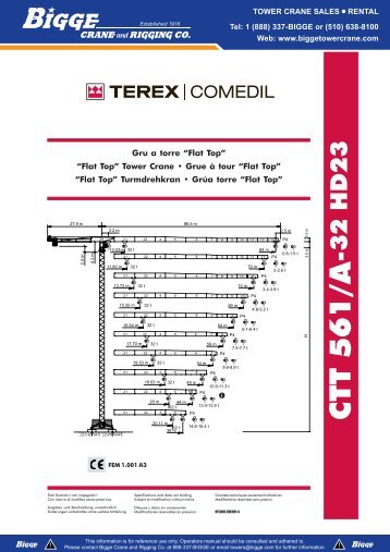 Terex Comedil CTT 561/A-32 HD23 Lifting Capacity