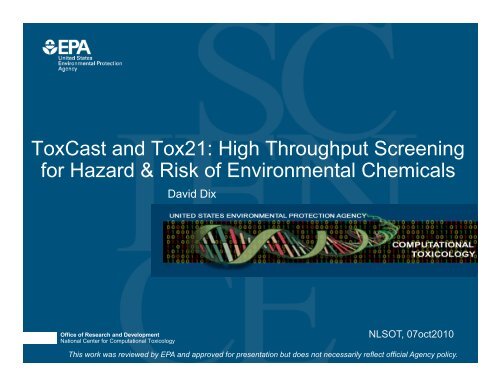 ToxCast and Tox21: High Throughput Screening for Hazard & Risk ...