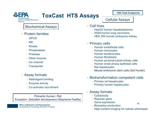 ToxCast and Tox21: High Throughput Screening for Hazard & Risk ...