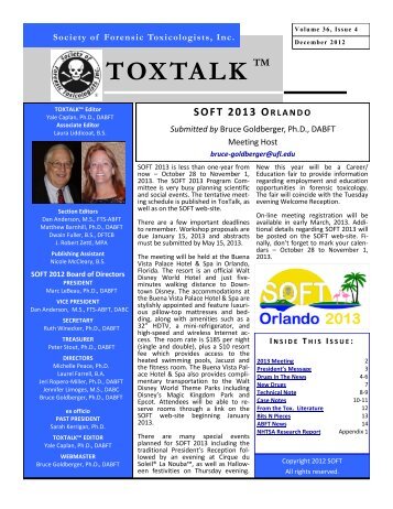 ToxTalk Volume 36-4 - Society of Forensic Toxicologists