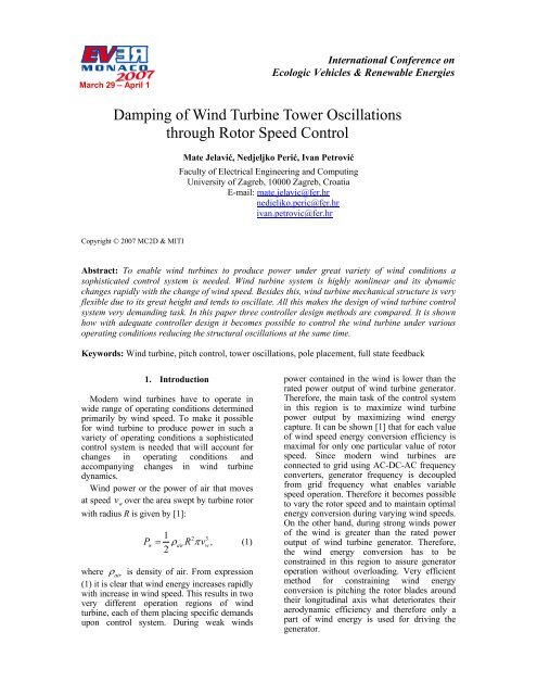 Damping of Wind Turbine Tower Oscillations through Rotor Speed ...