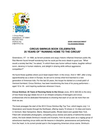 25th Anniversary Book Press Release - Circus Smirkus