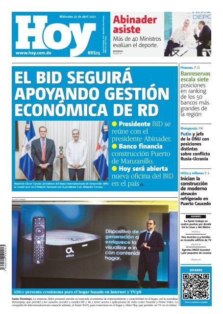 Edición impresa, miércoles 27 de abril de 2022