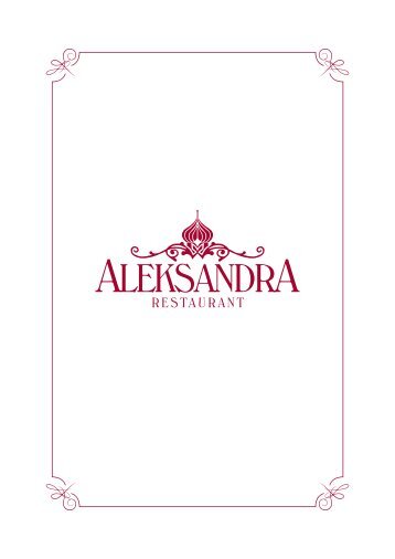 Aleksandra menu 04.05.22 - 04.10.22 