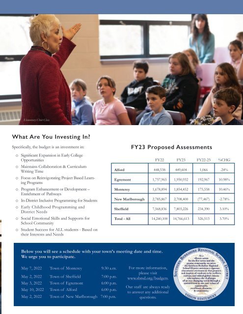 SBRSD FY2023 Budget Information