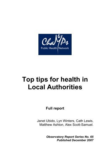 Top tips for health in local authorities - University of Liverpool