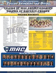 2010 MAC CHAMPIONS TOledO SwIMMINg ANd dIvINg