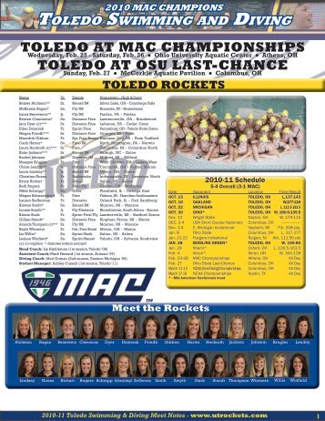 2010 MAC CHAMPIONS TOledO SwIMMINg ANd dIvINg