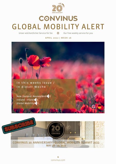 CONVINUS Global Mobility Alert Week 17.2022