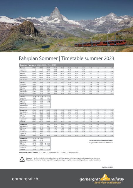 Fahrplan Sommer 2023