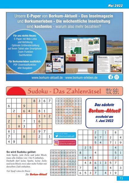 Borkum-Aktuell - Das Inselmagazin Mai-Ausgabe 2022