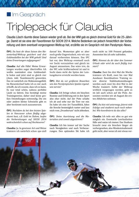 Paralympic News - Vorschau SOCHI 2014 - Ausgabe 1/2013