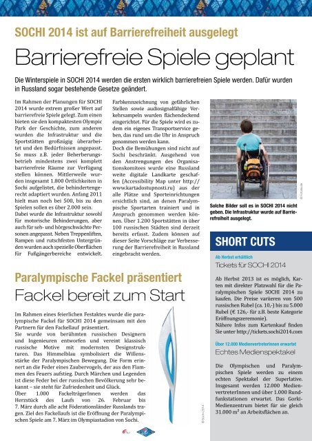 Paralympic News - Vorschau SOCHI 2014 - Ausgabe 1/2013