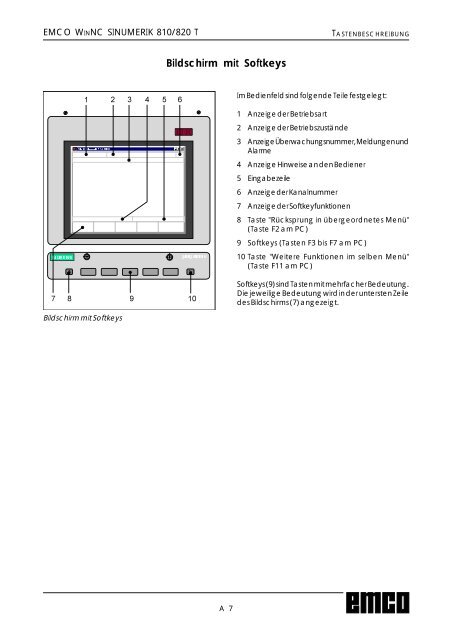 EMCO WinNC SINUMERIK 810/820 T Softwarebeschreibung ...