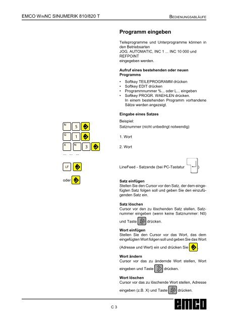 EMCO WinNC SINUMERIK 810/820 T Softwarebeschreibung ...