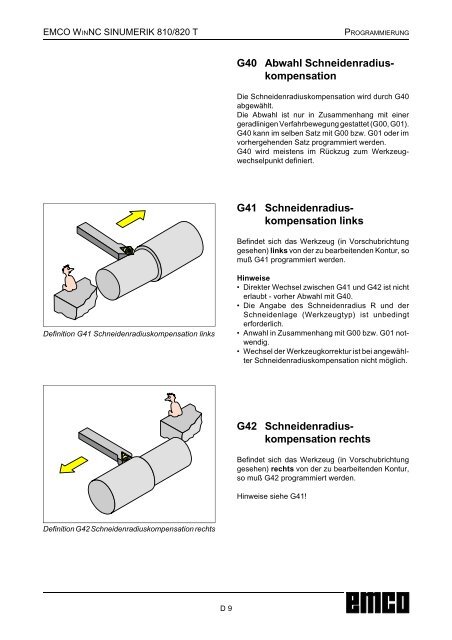 EMCO WinNC SINUMERIK 810/820 T Softwarebeschreibung ...