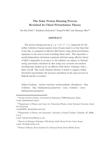 The Solar Proton Burning Process Revisited In Chiral Perturbation ...