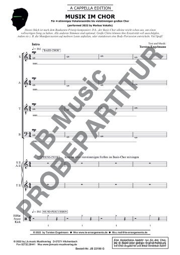 Musik im Chor (Für 4-stimmiges Vokalensemble SATB bis vielstimmigen großen Chor)
