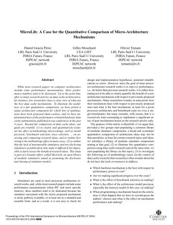 MicroLib: A Case for the Quantitative Comparison of ... - Microarch.org