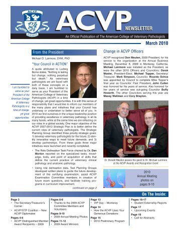 2010-03 Newsletter - American College of Veterinary Pathologists