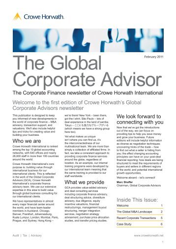The Global Corporate Advisor - Crowe Horwath International