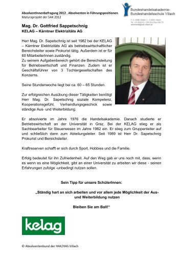 Mag. Dr. Gottfried Sappetschnig - schule Villach