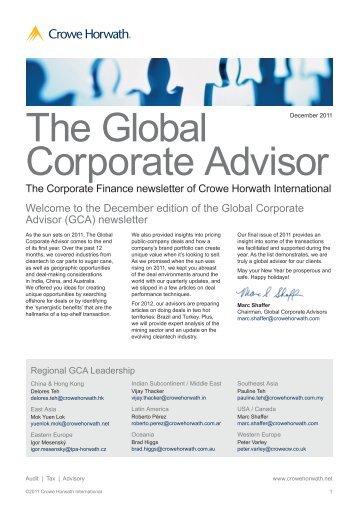 The Global Corporate Advisor - Crowe Horwath International