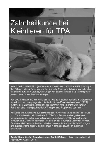 Zahnheilkunde bei Kleintieren für TPA - Daniel Koch