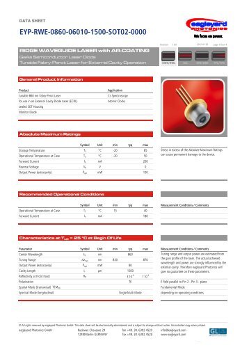 EYP-RWE-0860-06010-1500-SOT02-0000 - eagleyard PHOTONICS