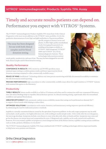 Syphilis TPA Assay - Ortho Clinical Diagnostics