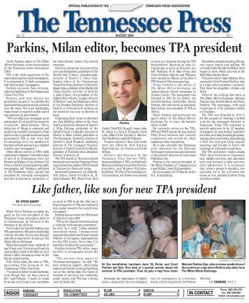 Parkins, Milan editor, becomes TPA president - Tennessee Press ...