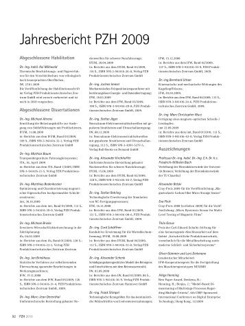Jahresbericht PZH 2009 - Produktionstechnisches Zentrum Hannover