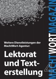 MachtWortMagazin 4 - Lektorat und Texterstellung