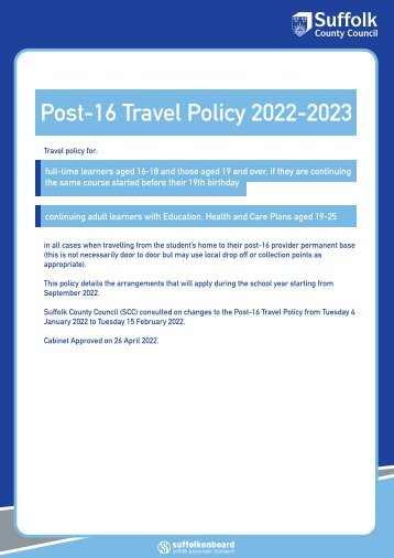 Post-16 Travel Policy 2022-2023