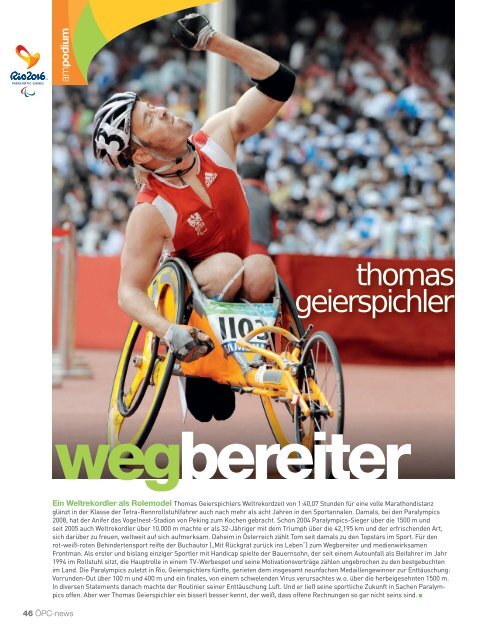 Paralympic News - Zusammenfassung RIO 2016 - Ausgabe 2/2016